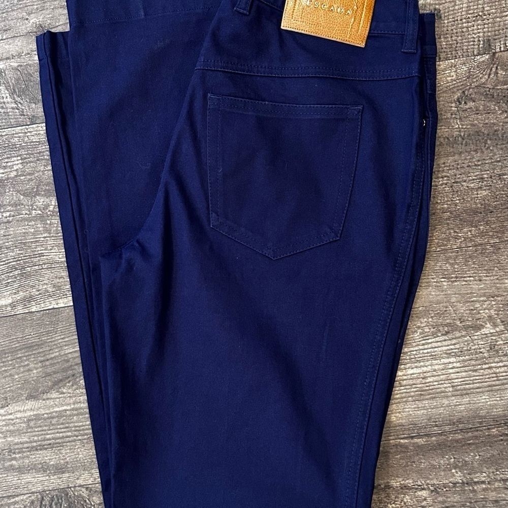 Escada Pants Chino Navy Blue Cotton Blend Straight Leg Women's Sz 36 (US S) - Picture 9 of 12